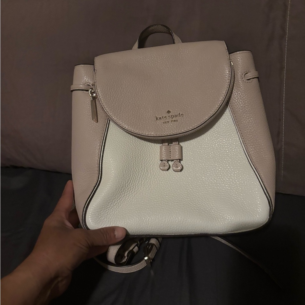 Kate Spade Taupe and Ivory Backpack